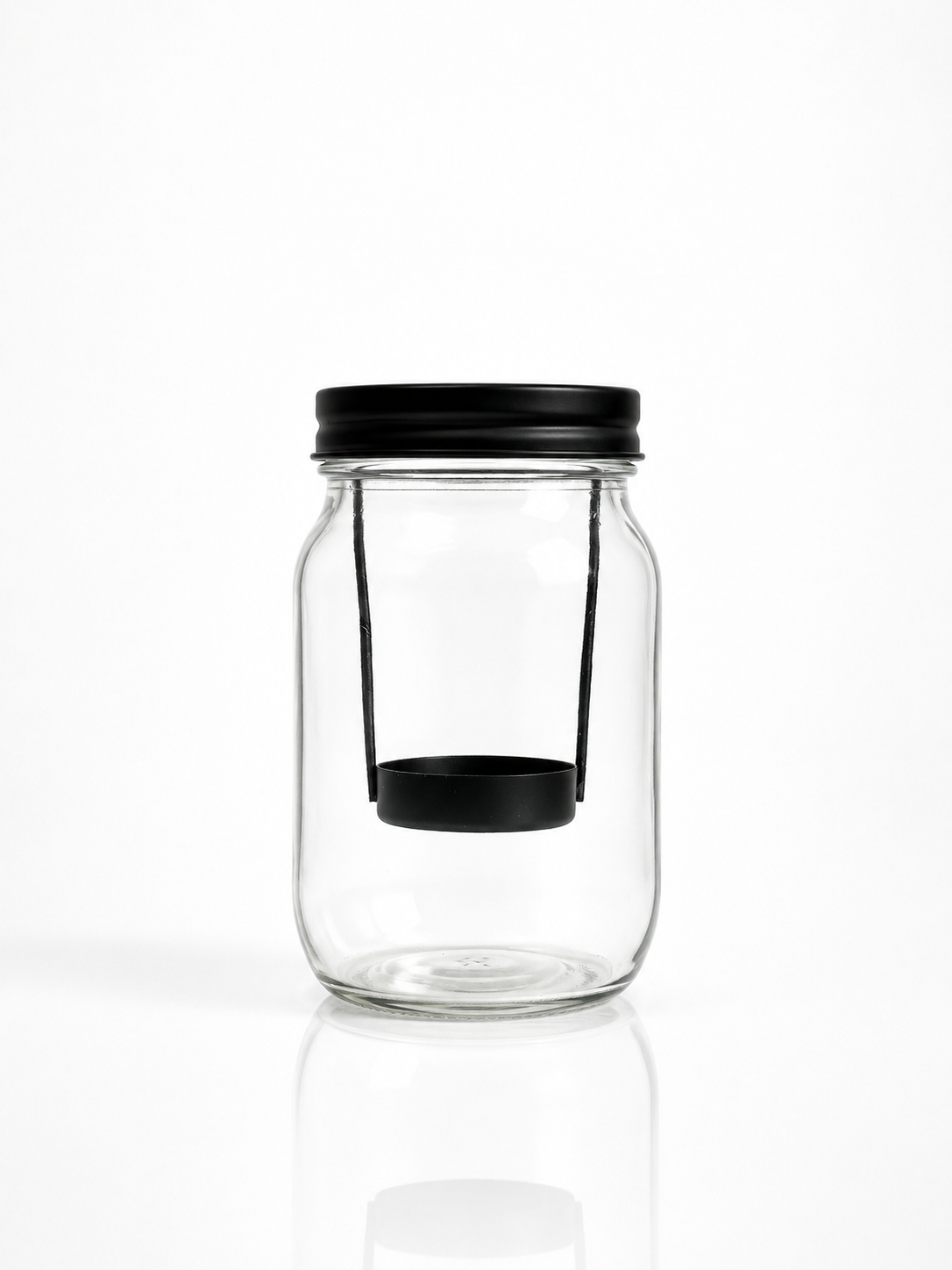 Black-Lid Hanging Tealight Jar